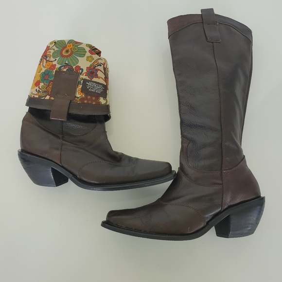 Nine West "COUNTING " Brown Leather Vintage Cowboy Boots Size 7M - Picture 2 of 13